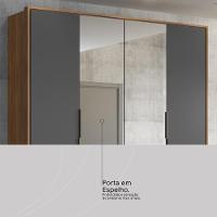 Guarda Roupa Casal 4 Portas Com Espelho E 3 Gavetas Grécia - Amêndola-grafito Amêndola-grafito - 9