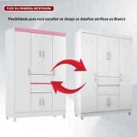 Guarda Roupa Solteiro 6 Portas E 2 Gavetas Utah Branco-rosa-branco Flex