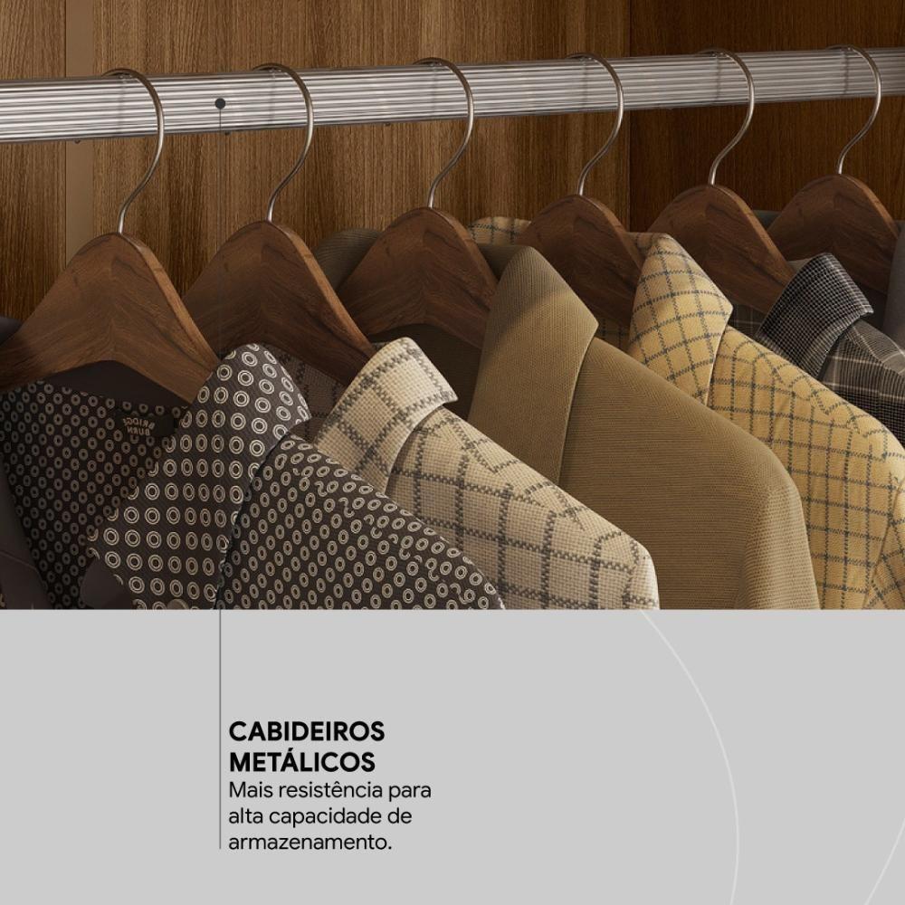 Guarda Roupa Casal 6 Portas Com Espelho E 3 Gavetas York Amêndola Touch - 6