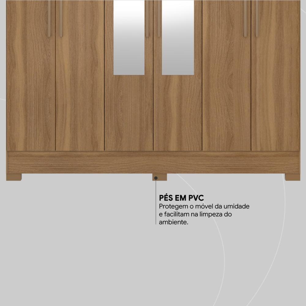 Guarda Roupa Casal 6 Portas Com Espelho E 3 Gavetas York Amêndola Touch - 7