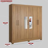 Guarda Roupa Casal 6 Portas Com Espelho E 3 Gavetas York Amêndola Touch - 9