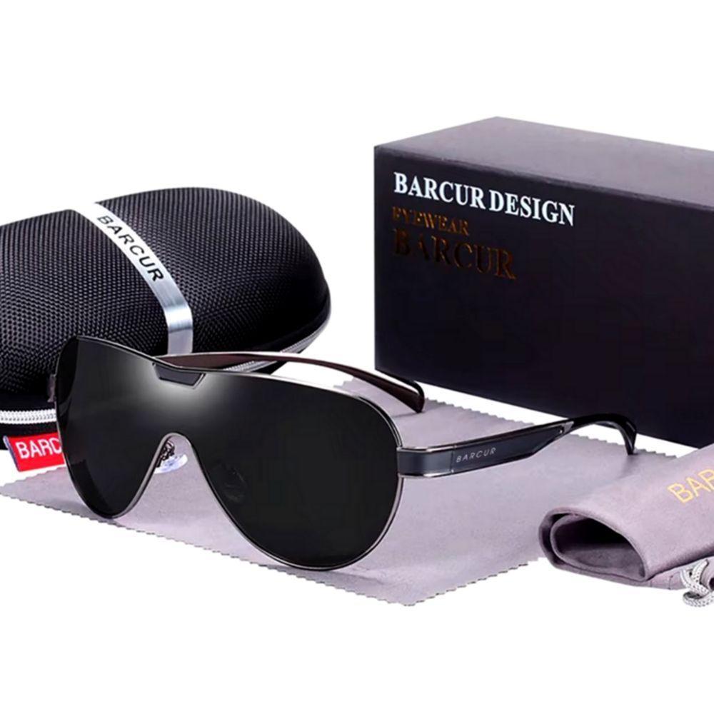 Óculos De Sol Masculino Com Lentes Polarizadas Design Esportivo Cinza - 3