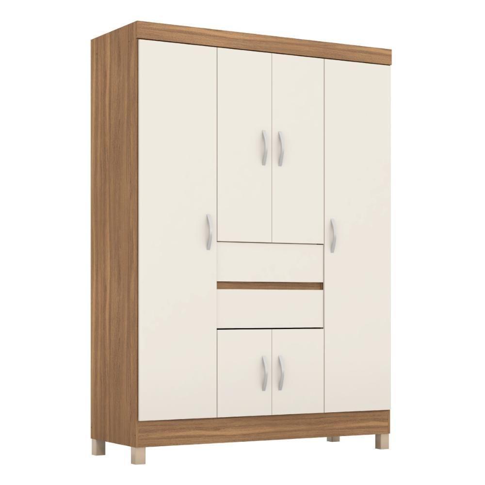 Guarda Roupa Solteiro 6 Portas E 2 Gavetas Utah Amêndola Touch-off White - 8