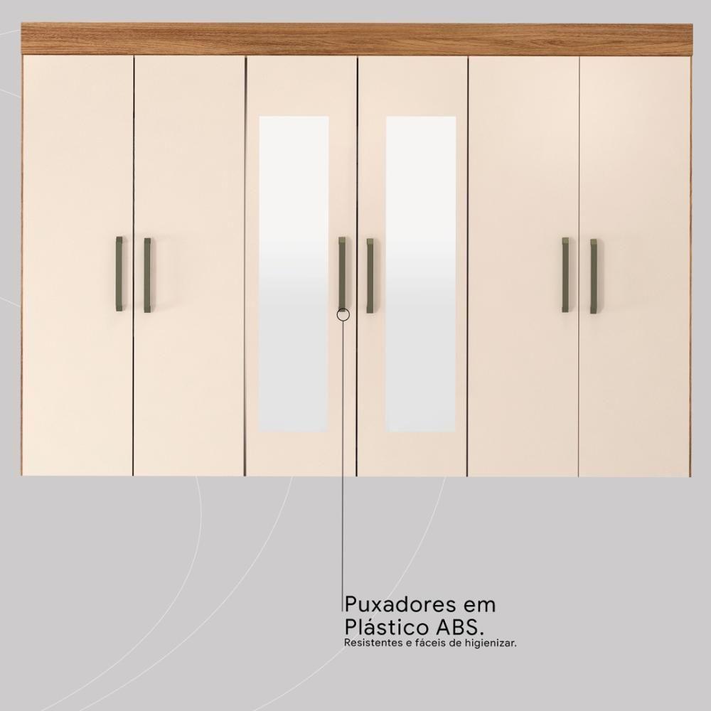 Guarda Roupa Casal 10 Portas Com Espelho E 3 Gavetas Hungria - Amêndola Touch-off White Amêndola Touch-off White - 8