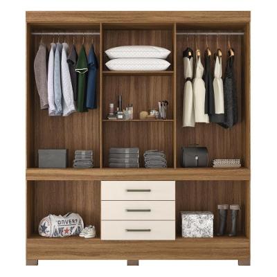 Guarda Roupa Casal Hungria 10 Portas de Bater 3 Gavetas Amêndola Touch-off White