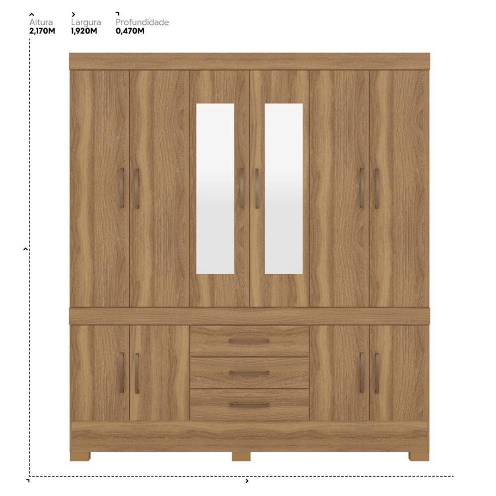 Guarda Roupa Casal 10 Portas Com Espelho E 3 Gavetas Hungria - Amêndola Touch Amêndola Touch - 2
