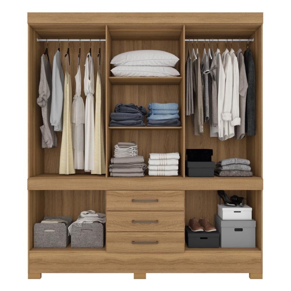 Guarda Roupa Casal 10 Portas Com Espelho E 3 Gavetas Hungria - Amêndola Touch Amêndola Touch - 3
