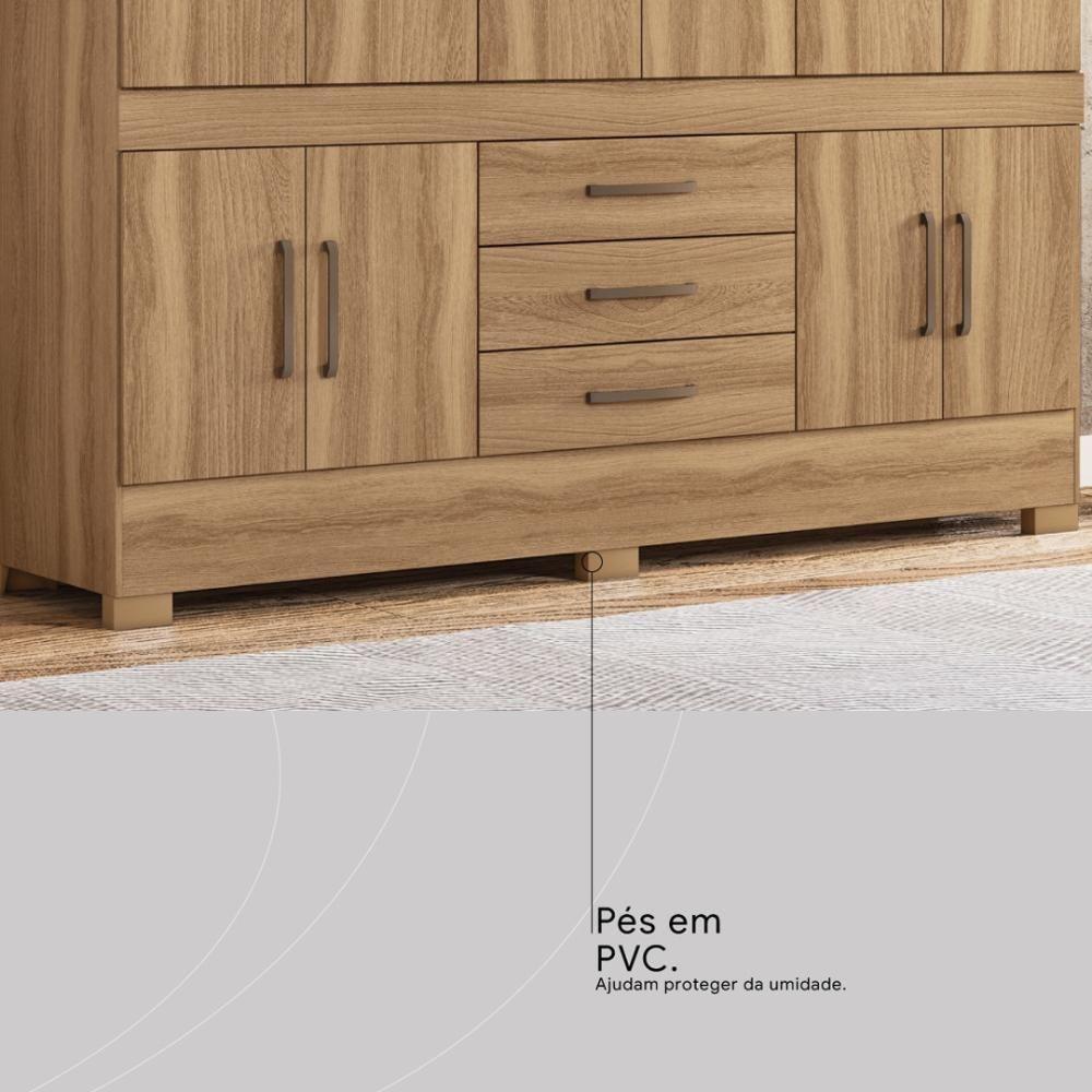 Guarda Roupa Casal 10 Portas Com Espelho E 3 Gavetas Hungria - Amêndola Touch Amêndola Touch - 7
