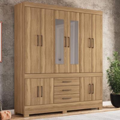 Guarda Roupa Casal Hungria 10 Portas de Bater 3 Gavetas Amêndola Touch