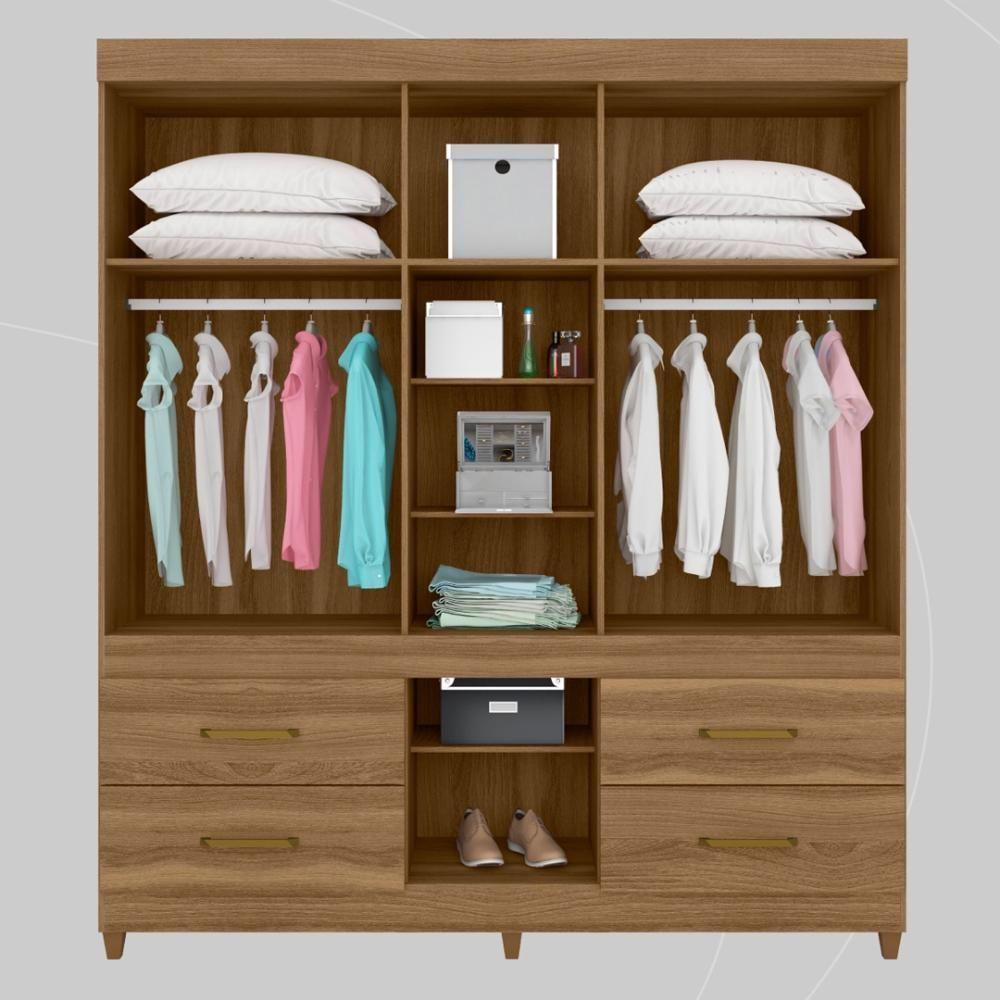 Guarda Roupa Casal 6 Portas Com Espelho E 4 Gavetas Ubatuba - Amêndola Touch Amêndola Touch - 3