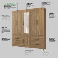 Guarda Roupa Casal 6 Portas Com Espelho E 4 Gavetas Ubatuba - Amêndola Touch Amêndola Touch - 5