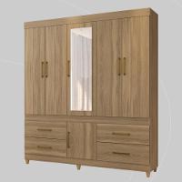 Guarda Roupa Casal 6 Portas Com Espelho E 4 Gavetas Ubatuba - Amêndola Touch Amêndola Touch - 9