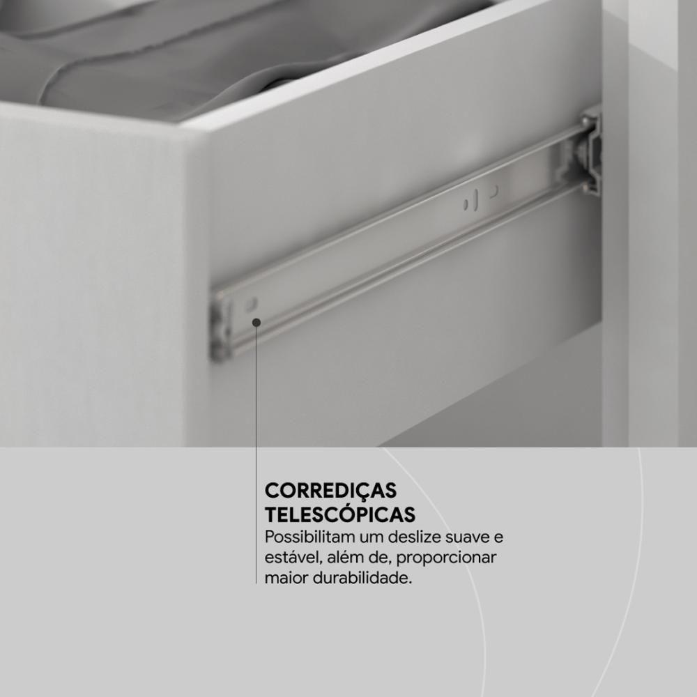 Cômoda 4 Gavetas 1 Porta Com Rodizios Flower - Branco Branco - 8