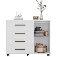 Cômoda 4 Gavetas 1 Porta Com Rodizios Flower - Branco Branco - 2