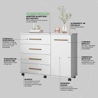 Cômoda 4 Gavetas 1 Porta Com Rodizios Flower - Branco Branco