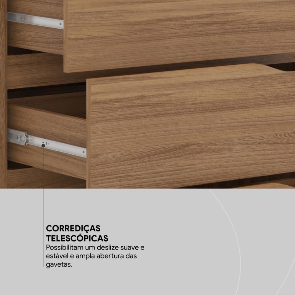 Guarda Roupa Casal 2 Portas Com Espelho E 3 Gavetas Líbano - Amêndola-grafito Amêndola-grafito - 7