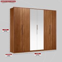 Guarda Roupa Casal 6 Portas Com Ripado E Com Espelho 6 Gavetas Equador Nogueira Touch - 2