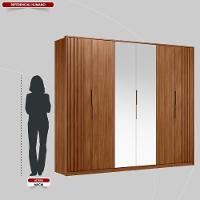 Guarda Roupa Casal 6 Portas Com Ripado E Com Espelho 6 Gavetas Equador Nogueira Touch