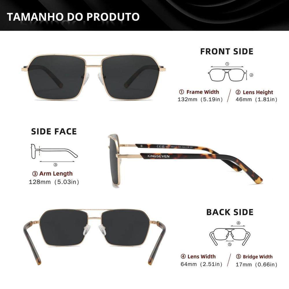 Óculos De Sol Kingseven Polarizados Anti-reflexo Uv400 Design Quadrado Marrom - 4