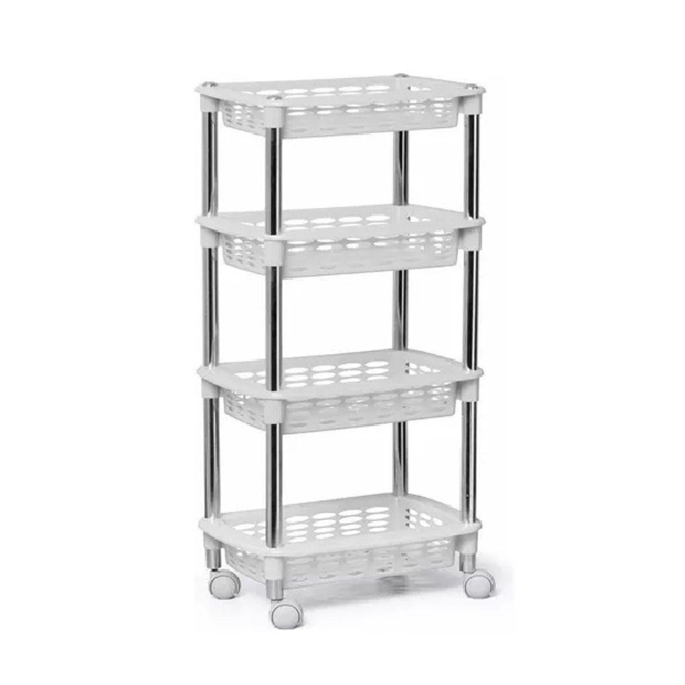 Fruteira De Chão Com Tampo Branca Moderna Com Rodinhas - 1