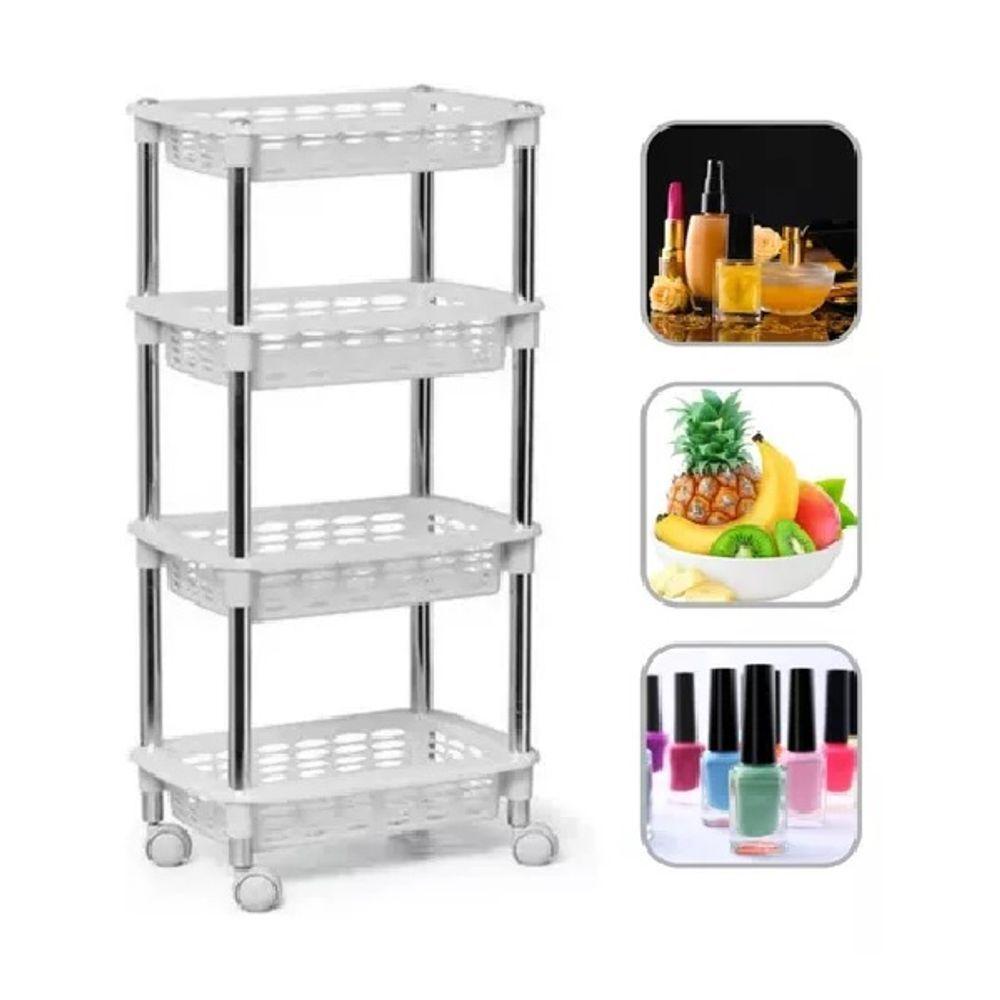 Fruteira De Chão Com Tampo Branca Moderna Com Rodinhas - 2