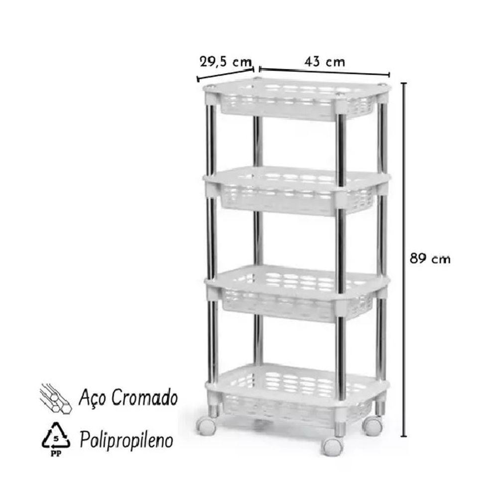 Fruteira De Chão Com Tampo Branca Moderna Com Rodinhas - 3