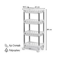 Fruteira De Chão Com Tampo Branca Moderna Com Rodinhas - 3