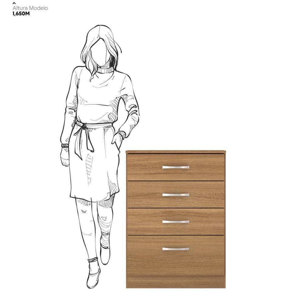 Kit Guarda Roupa Solteiro 4 Portas Lótus Cômoda Astral Amêndola Touch - 9