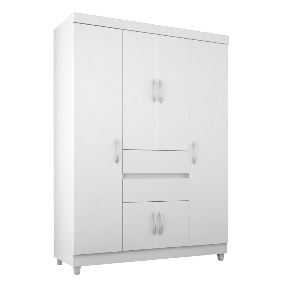 Guarda Roupa Solteiro 6 Portas E 2 Gavetas Utah - Branco-rosa-branco Flex Branco-rosa-branco - 8