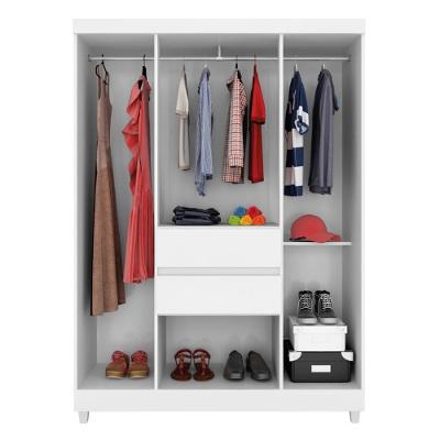 Guarda Roupa Solteiro Utah 6 Portas de Giro 2 Gavetas Branco-rosa-branco MDP