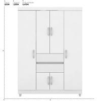 Guarda Roupa Solteiro 6 Portas E 2 Gavetas Utah - Branco-rosa-branco Flex Branco-rosa-branco - 2