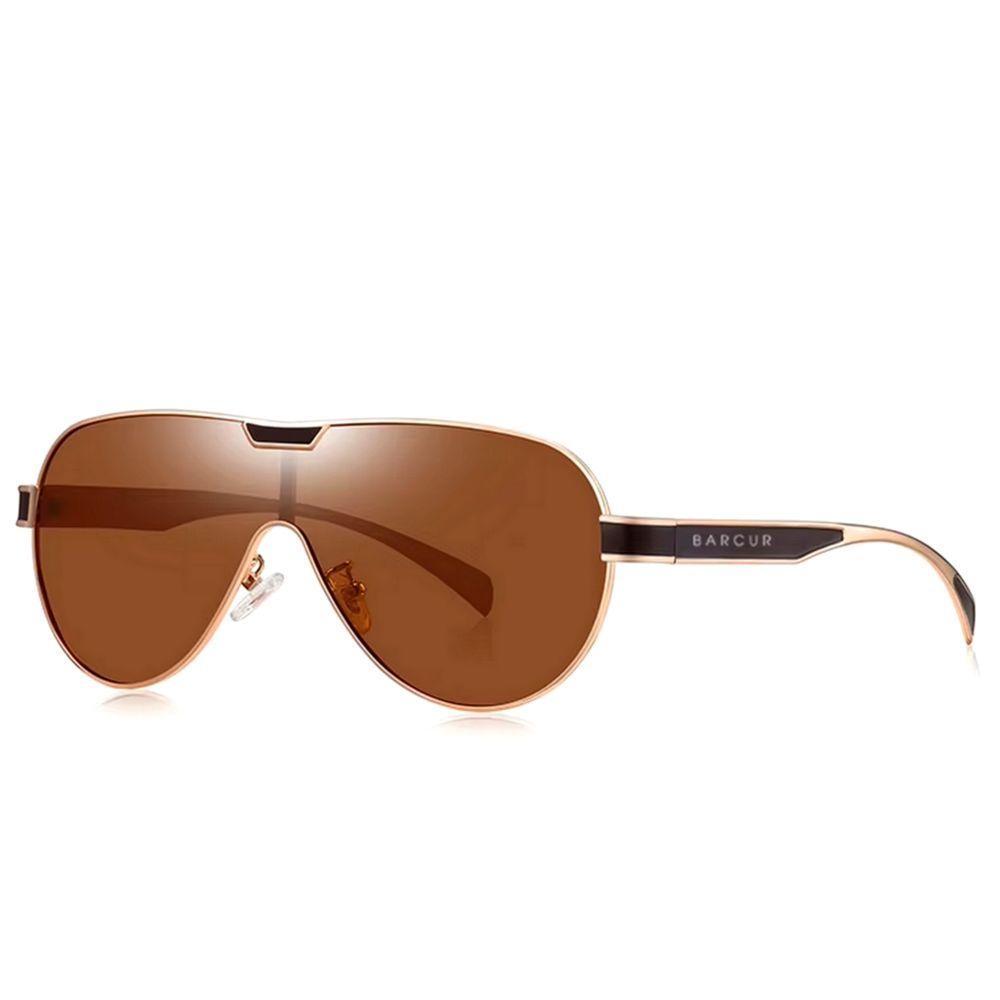 Óculos De Sol Masculino Com Lentes Polarizadas Design Esportivo Marrom - 1