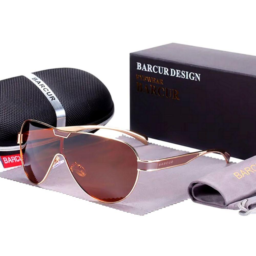 Óculos De Sol Masculino Com Lentes Polarizadas Design Esportivo Marrom - 3