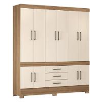 Guarda Roupa Casal 10 Portas E 3 Gavetas Hungria Amêndola Touch-off White - 9