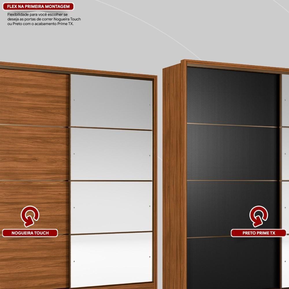 Guarda Roupa Casal 2 Portas Com Espelho E 3 Gavetas Líbano Prime Tx Nogueira-preto - 3