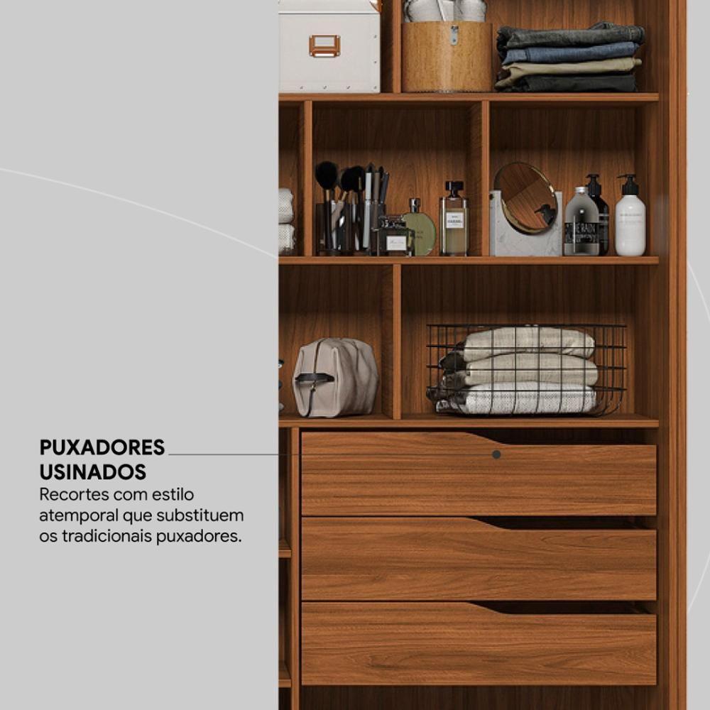Guarda Roupa Casal 2 Portas Com Espelho E 3 Gavetas Líbano Prime Tx Nogueira-preto - 8