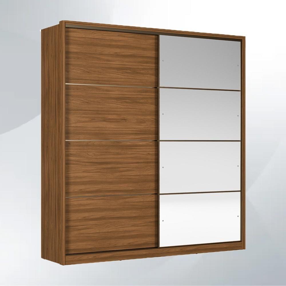 Guarda Roupa Casal 2 Portas Com Espelho E 3 Gavetas Líbano Prime Tx Nogueira-preto - 9