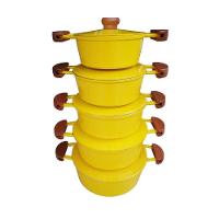 Jogo 5 Panelas Alumínio Batido Fundido Amarelas Tampa Pesada - 1