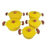 Jogo 5 Panelas Alumínio Batido Fundido Amarelas Tampa Pesada - 2