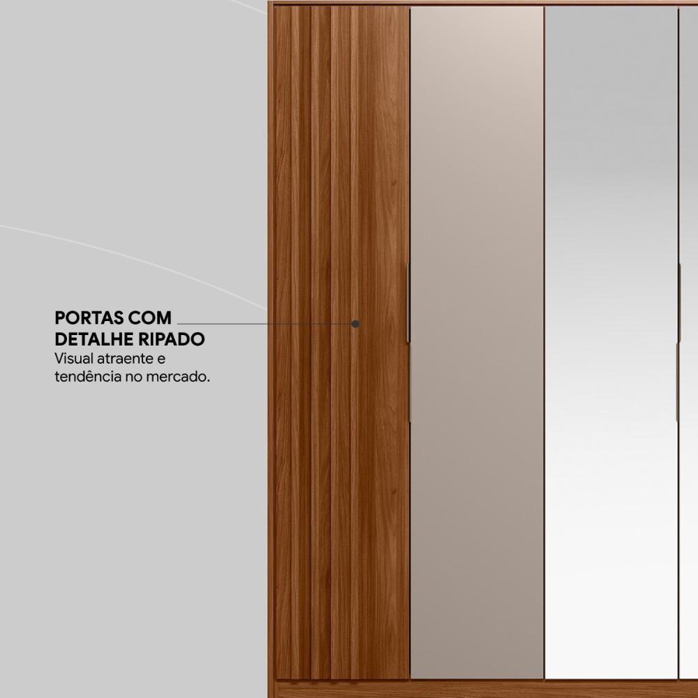 Guarda Roupa Casal 6 Portas Com Ripado E Com Espelho 6 Gavetas Equador Prime Tx Nogueira-nude - 8