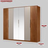 Guarda Roupa Casal 6 Portas Com Ripado E Com Espelho 6 Gavetas Equador Prime Tx Nogueira-nude - 2