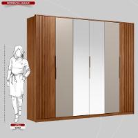 Guarda Roupa Casal 6 Portas Com Ripado E Com Espelho 6 Gavetas Equador Prime Tx Nogueira-nude