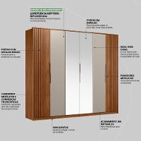 Guarda Roupa Casal 6 Portas Com Ripado E Com Espelho 6 Gavetas Equador Prime Tx Nogueira-nude - 5