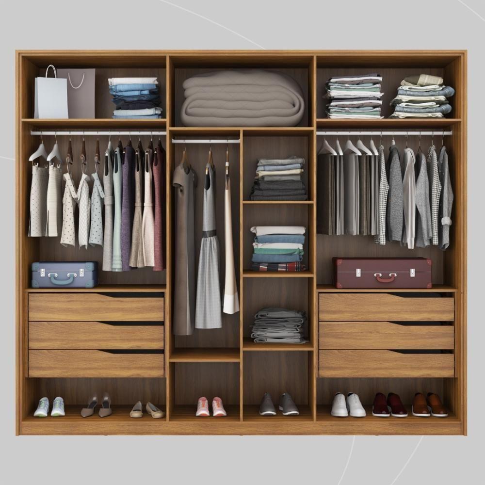 Guarda Roupa Casal 6 Portas Com Espelho E 6 Gavetas Equador Amêndola-grafito - 3