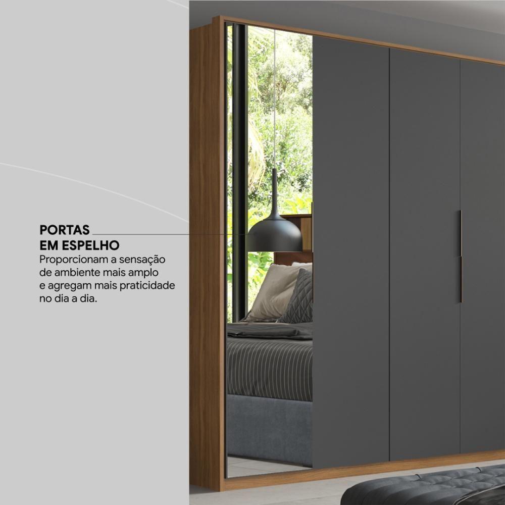Guarda Roupa Casal 6 Portas Com Espelho E 6 Gavetas Equador Amêndola-grafito - 8