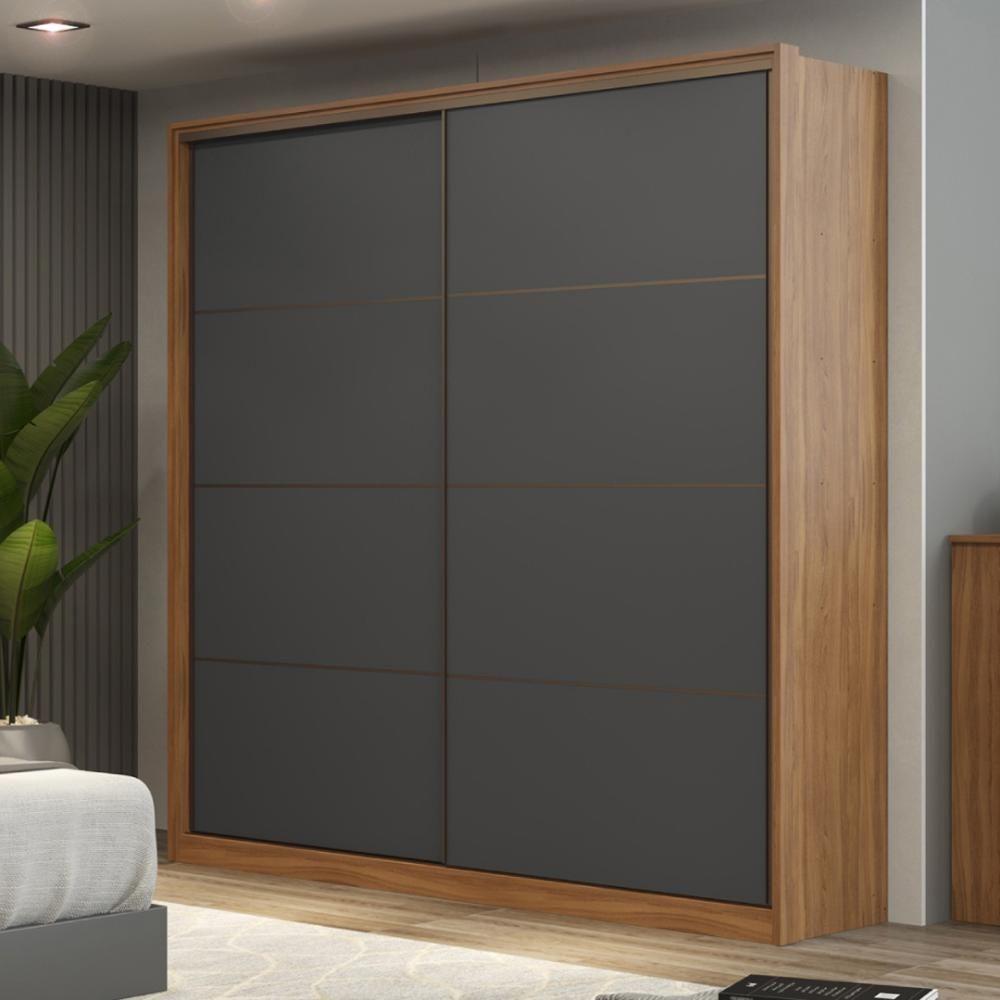 Guarda Roupa Casal 2 Portas E 3 Gavetas Líbano - Amêndola-grafito Amêndola-grafito - 1