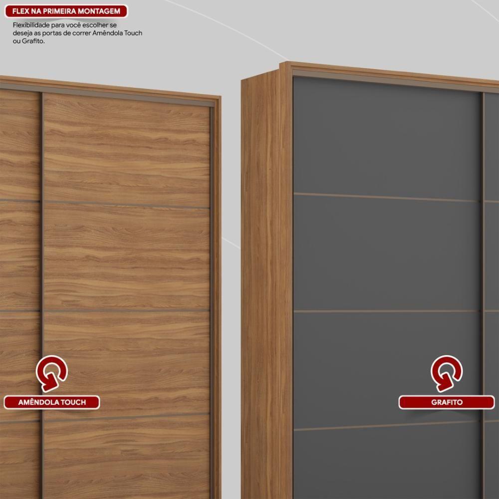 Guarda Roupa Casal 2 Portas E 3 Gavetas Líbano - Amêndola-grafito Amêndola-grafito - 3