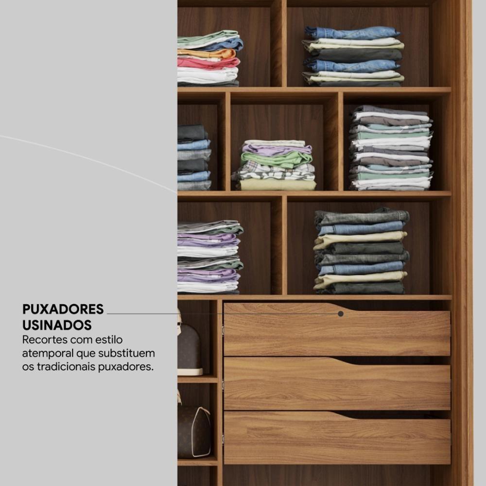 Guarda Roupa Casal 2 Portas E 3 Gavetas Líbano - Amêndola-grafito Amêndola-grafito - 8