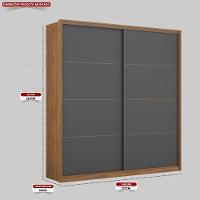 Guarda Roupa Casal 2 Portas E 3 Gavetas Líbano - Amêndola-grafito Amêndola-grafito - 2