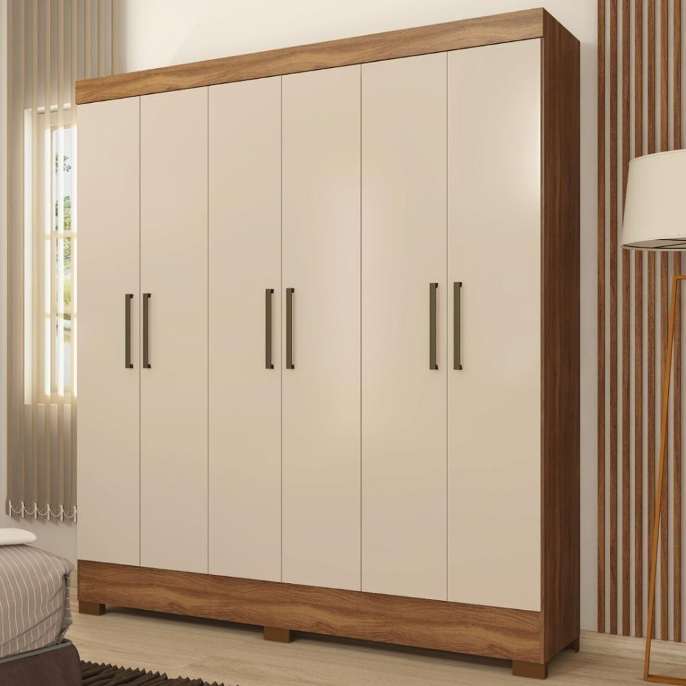 Guarda Roupa Casal 6 Portas E 2 Gavetas Dallas - Amêndola Touch-off White Amêndola Touch-off White - 1